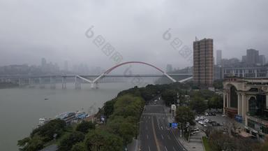 重庆雾都长江菜园坝大桥航拍